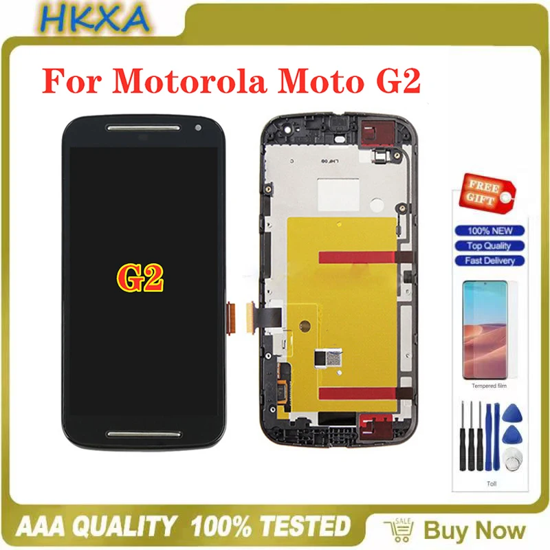 

ЖК-экран для Motorola Moto G2 XT1063, XT1064, XT1068, ЖК-дисплей с сенсорным экраном, дигитайзер в сборе и рамка для дисплея Moto G2