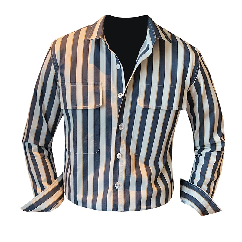

Spring Striped 2021 Shirts Men Long Sleeve Casual Shirt Korean Male Business Dress Shirts Social Party Streetwear Chemise Homme