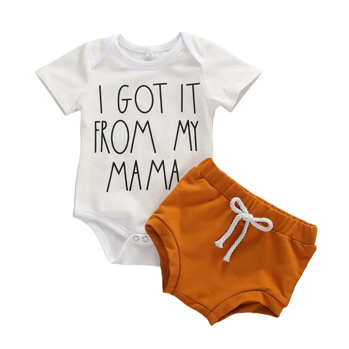 2020 Summer 0-24M Newborn Baby Girls Boys Clothes Sets Letter Print Short Sleeve Romper Tops+Solid Shorts 2pcs | Детская одежда и