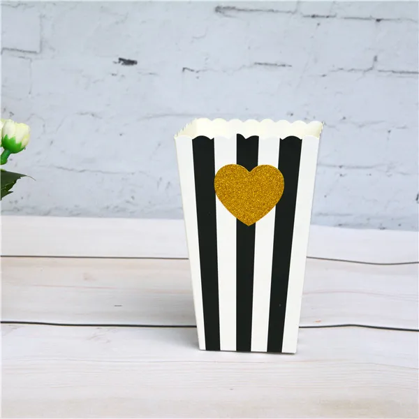 

72pcs Party Decor Favor Box Colorful Stripe with Glitter Gold Heart Birthday Candy Buffet Boxes Gold Shinny Snack Boxes