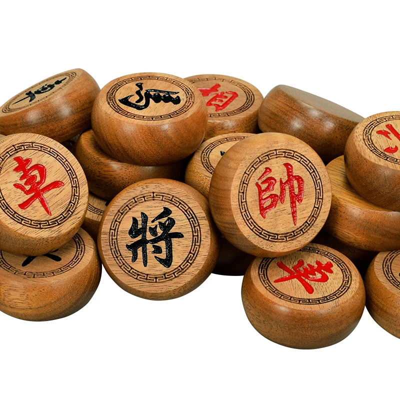 

Large Luxury Chinese Chess Pieces Teak Wooden High-end Gifts Chess Folding Leather Board Ajedrez Madera Family Games EK50QL