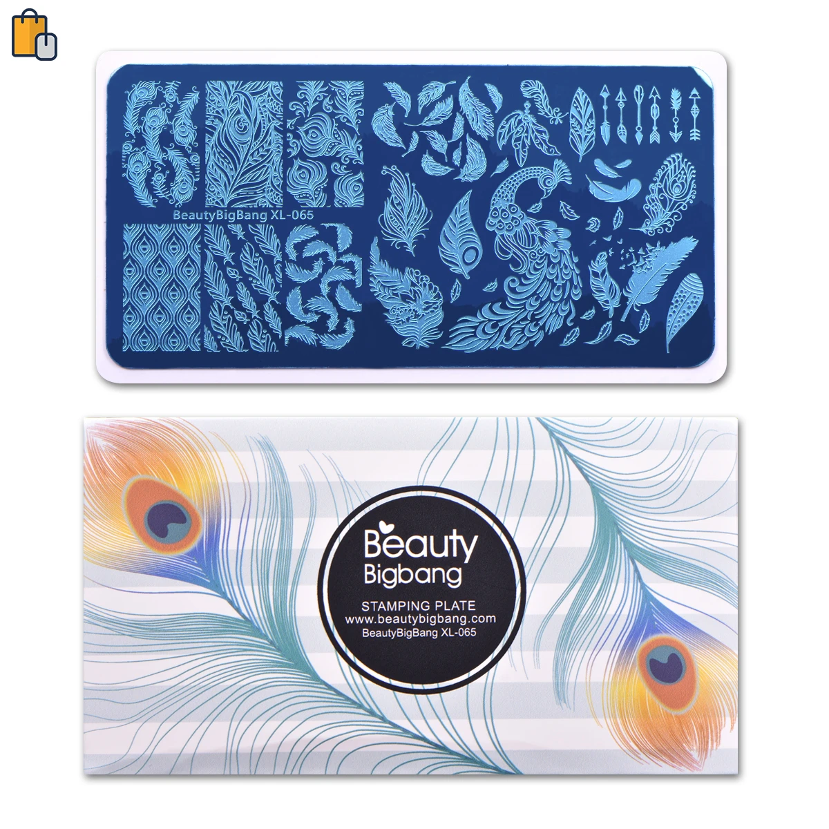 

BEAUTYBIGBANG 6*12CM Birds Peacock Feather Nail Art Rectangle Stamping Plate for Nails W09
