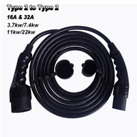 evse 16a 32a 11kw 22kw ev charging cable type 2 to type 2 ev cable for electric vehicle charging station connecting 5m cable