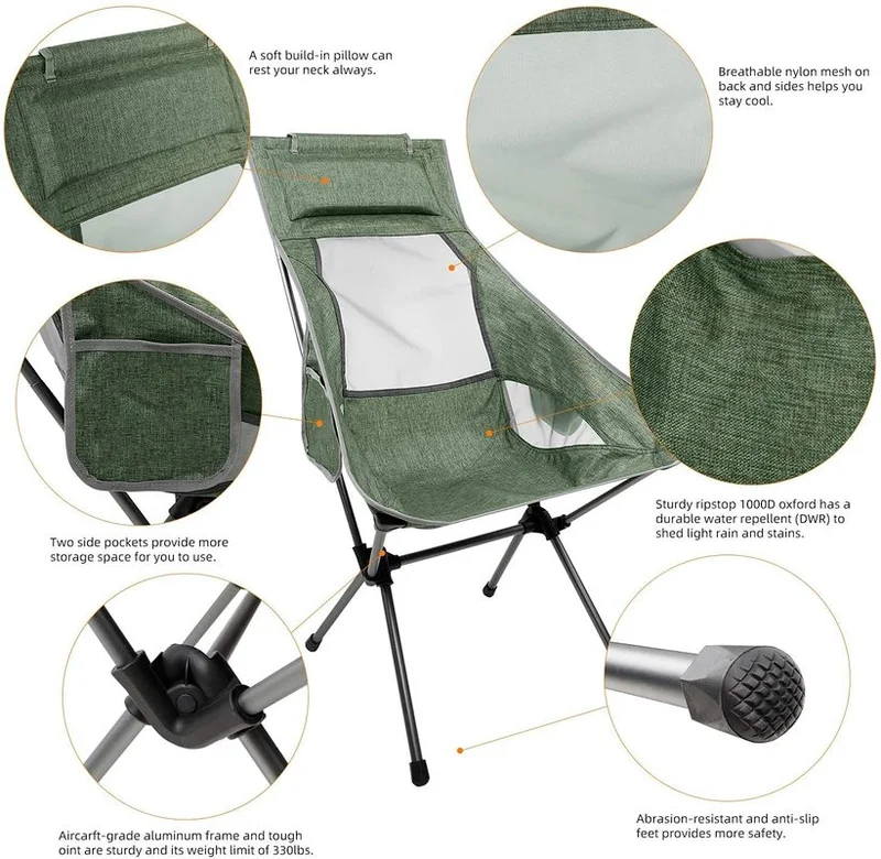 구매 캠핑 의자 휴대용 경량 접이식 달 의자 하이킹 좌석 캠핑 여행 피크닉 휴일 하이킹