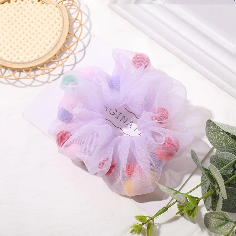 

Girls Cute Colorful Small Balls Chiffon Scrunchie Ponytail Holder Hair Band Headband Hair Tie Hair Accessories Gumki Do Wlosow