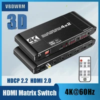 hdmi matrix 4x2 switch splitter 4k60hz hdmi compatible 2 0 matrix with audio hdr hdcp 2 2 ir remote control spdif 4k 4x2 matrix