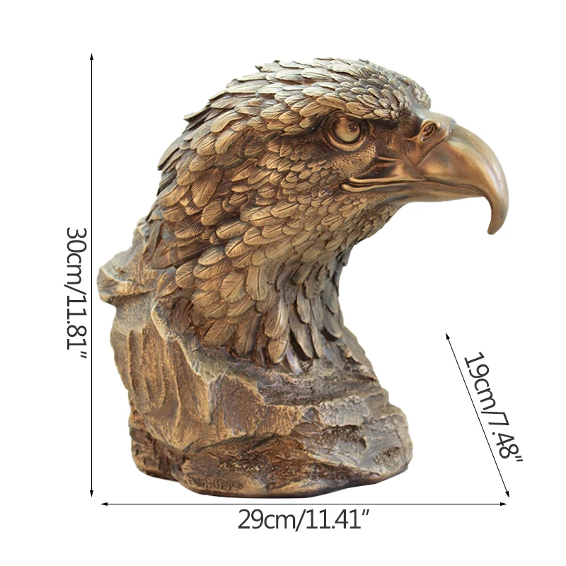 

Antique Bronze Eagle Head Resin Sculpture & Statue Office Home Decoration Props Business Gift Handmade Artcrafts Figurines