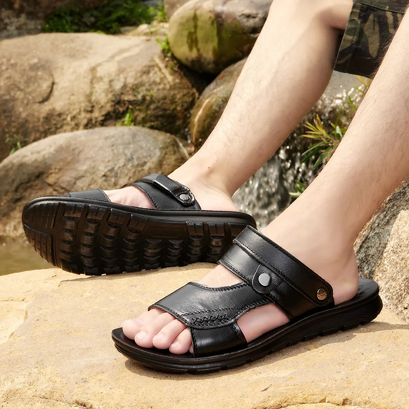 

Men Casual Sandals Shoes Sandals Men Man Leather Summer For Mens Sandles Walking Sandal Slip On Sandalias Homens Beach Roman