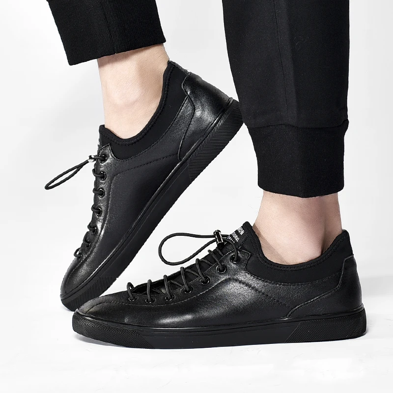 Черно-белые кроссовки мужская обувь повседневная модная кожаная удобная ручной