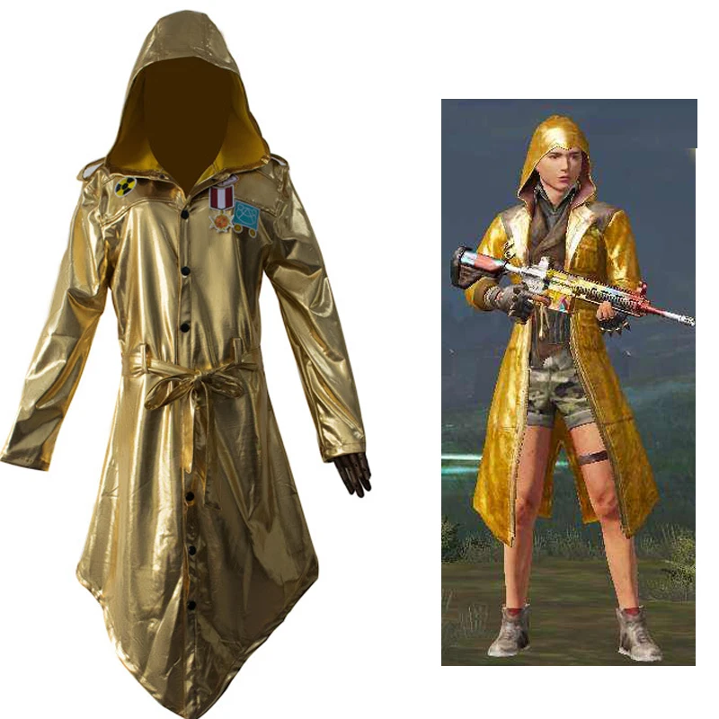 Пальто для игры PUBG костюм косплея золотистый тренчкот большой бегель съедобный