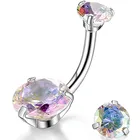 Кольцо из хирургической стали для пирсинга, ювелирное изделие для прокола пупка с кристаллами в форме сердца, пупка для тела, 1 шт.