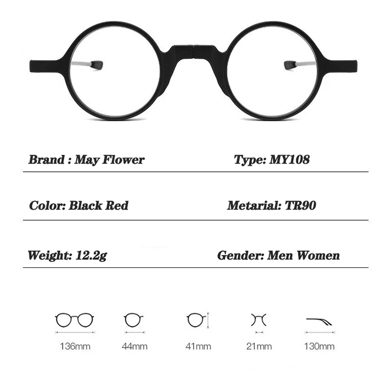 Kann Blume Flodable Lesebrille HD Linsen Runde Rahmen Gläser Männlichen Anti Blaues Licht Gläser Runden Brille Weiblich Leser + 3,5 – Detail 3