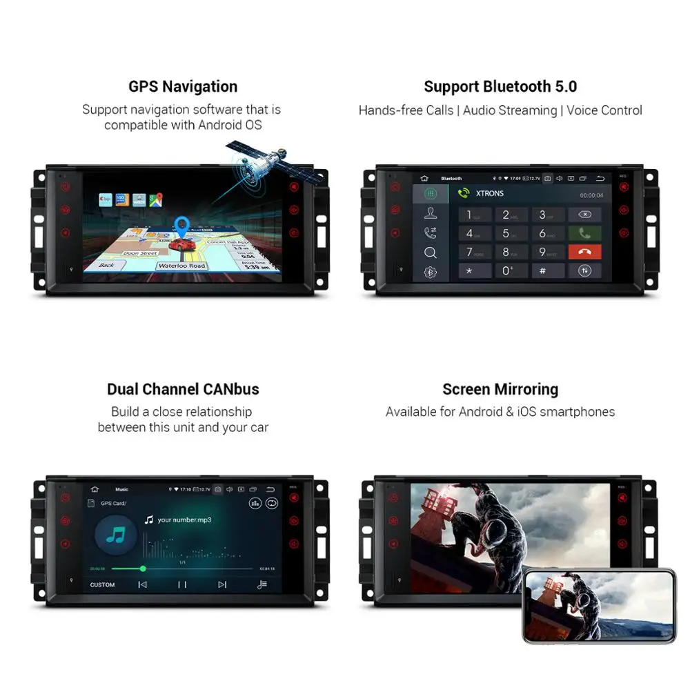 XTRONS 7&quot Android 10.0 Car Radio GPS Navigation for JEEP Patriot Liberty Wrangler Compass DODGE Chrysler NO DVD Player | Автомобили и