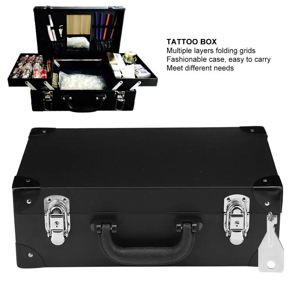 Multi-function Large-capacity Tattoo Box Professional Eye And Lip Nail Tool Portable Large Cosmetic Bag Storage black | Красота и