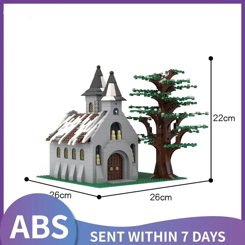 

2021 New City Street View Series Snow Winter Church MODEL SNOW TREE Houses Design BUIDLING BLOCKS constructor bricks kid's toys