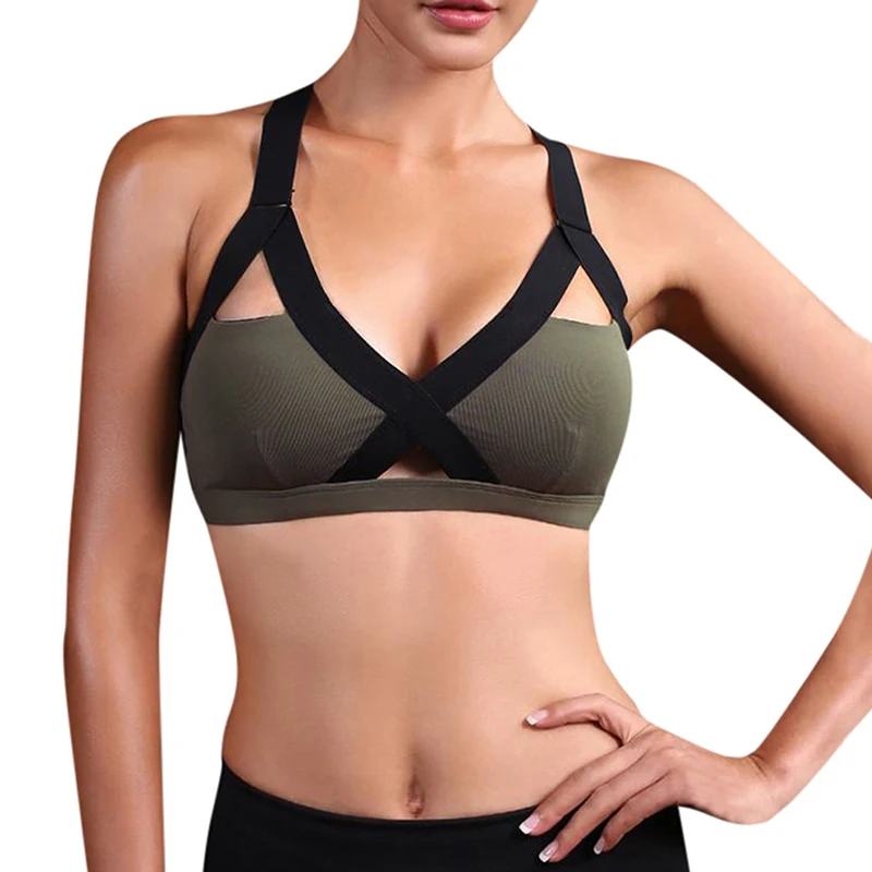 Women Bra Solid Color Sports Bras Front Cross Side Lace Bandage Lingerie Lady Fitness Gym Running Underwear soutien gorge femme