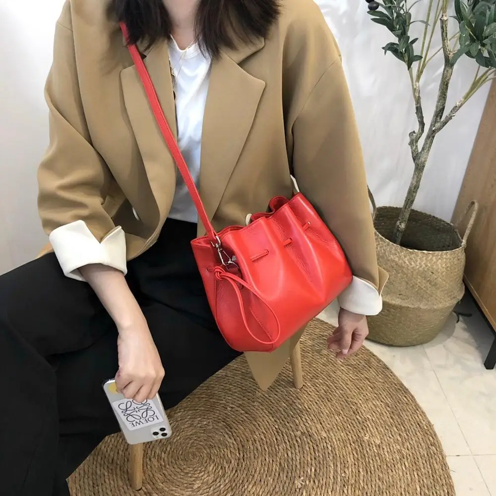 

free shipping 2020 the new style fashion and nice simple genuine cow leather women one shoulder bag crossbody bag cm color