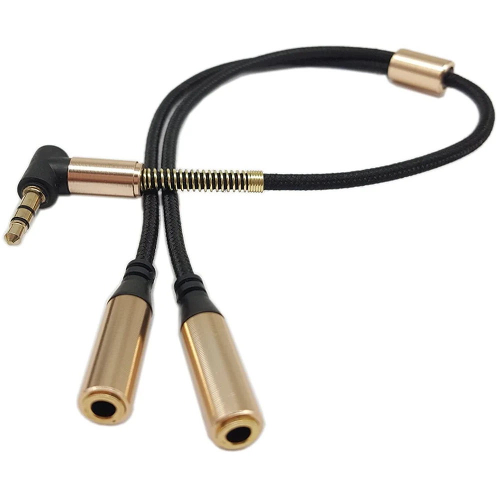 3 5 мм аудио стерео Y-разветвитель Кабель 90 градусов прямой угол штекер на 2 гнезда