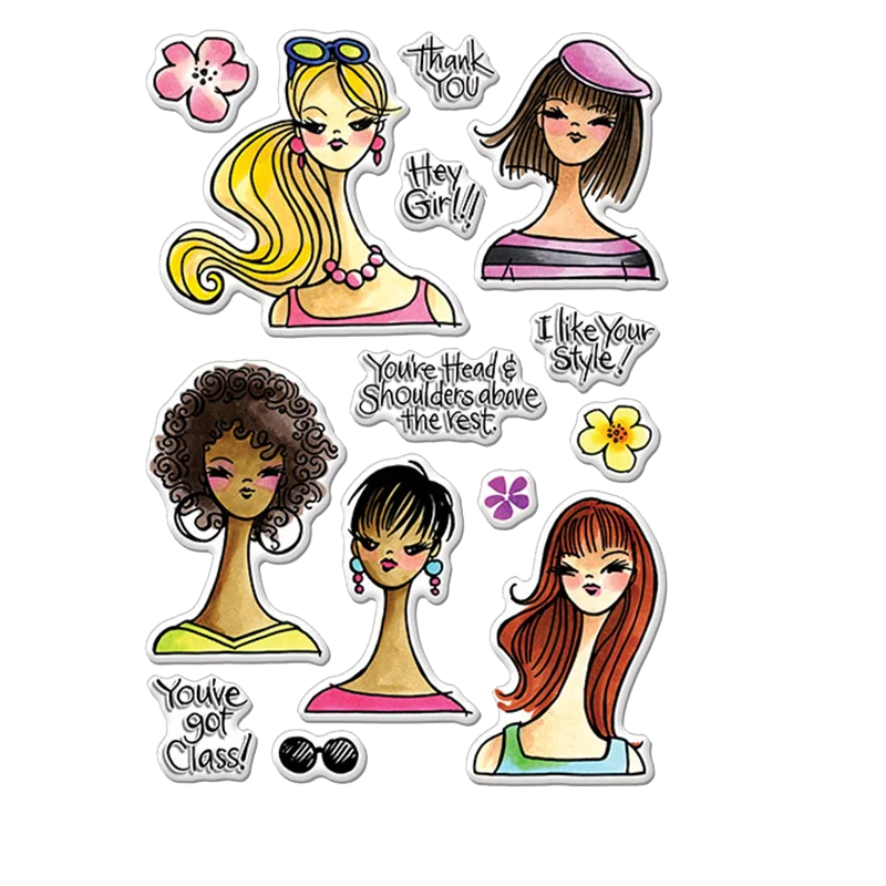 Модные прозрачные силиконовые штампы в стиле девушки для рукоделия скрапбукинга