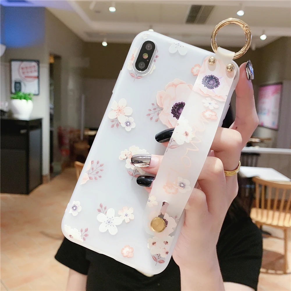 Для samsung A40 чехол ТПУ с цветочным узором ремешок чехол для телефона для samsung A10 A20 A30 A40S A50 A60 A80 A90 A70 M10 M20 M30 держатель крышки