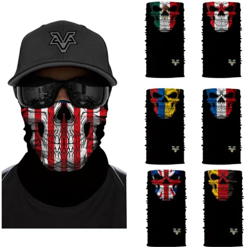 Череп Национальный флаг банданы Спорт на открытом воздухе для катания