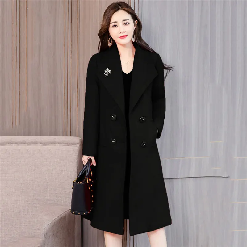 Женское свободное шерстяное пальто сезон осень-зима 2020 двустороннее кашемировое