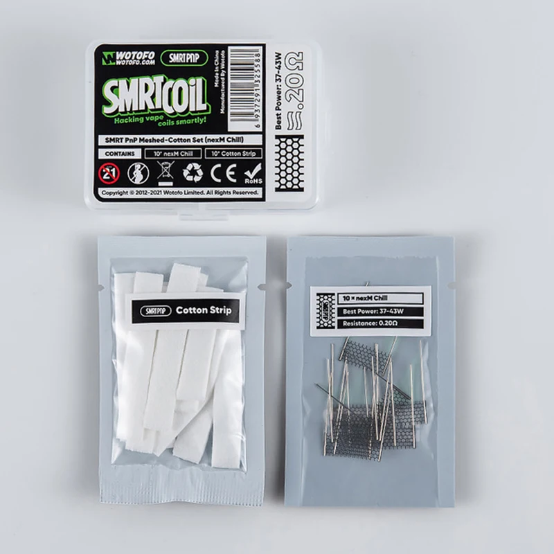 

Original Wotofo SMRT PnP Meshed Cotton with nexM Extreme Turbo Chill Coil Set Wotofo SMRT PnP Rebuildable Coil E-Cigarette Vape