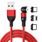 Магнитный светодиодный кабель Micro USB, вращающийся на 540 градусов, кабель для быстрой зарядки для iPhone 12, XS, XR, Samsung, Huawei, Xiaomi