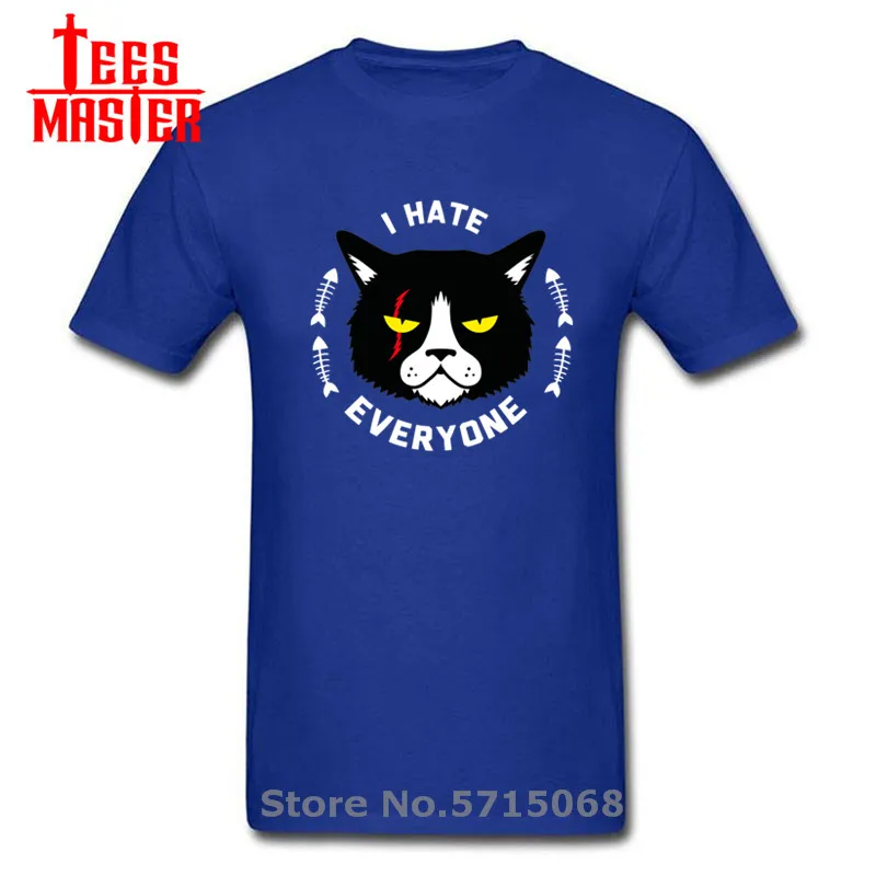 Parody I cat that hate everyone T shirt men Notorious Bad Angry Men's T-Shirts animal printed Tshirt cotton hipster Tops Tee | Мужская