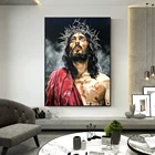 Абстрактные настенные картины на холсте Иисуса, плакаты и принты, портрет Иисуса, настенные картины для гостиной, украшения стен