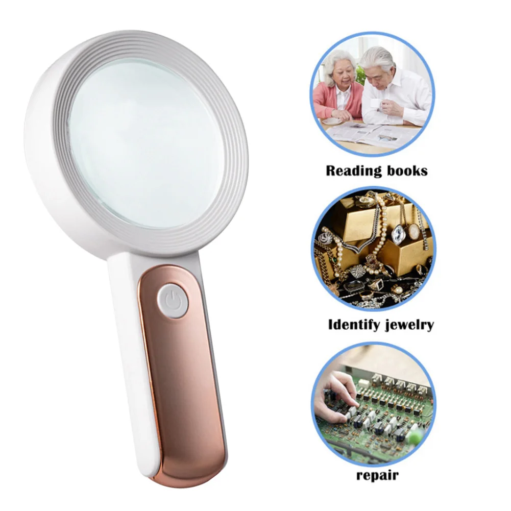 

Портативное оптическое увеличительное стекло, лупа с 18 светодиосветодиодный, ручная подсветка, для чтения