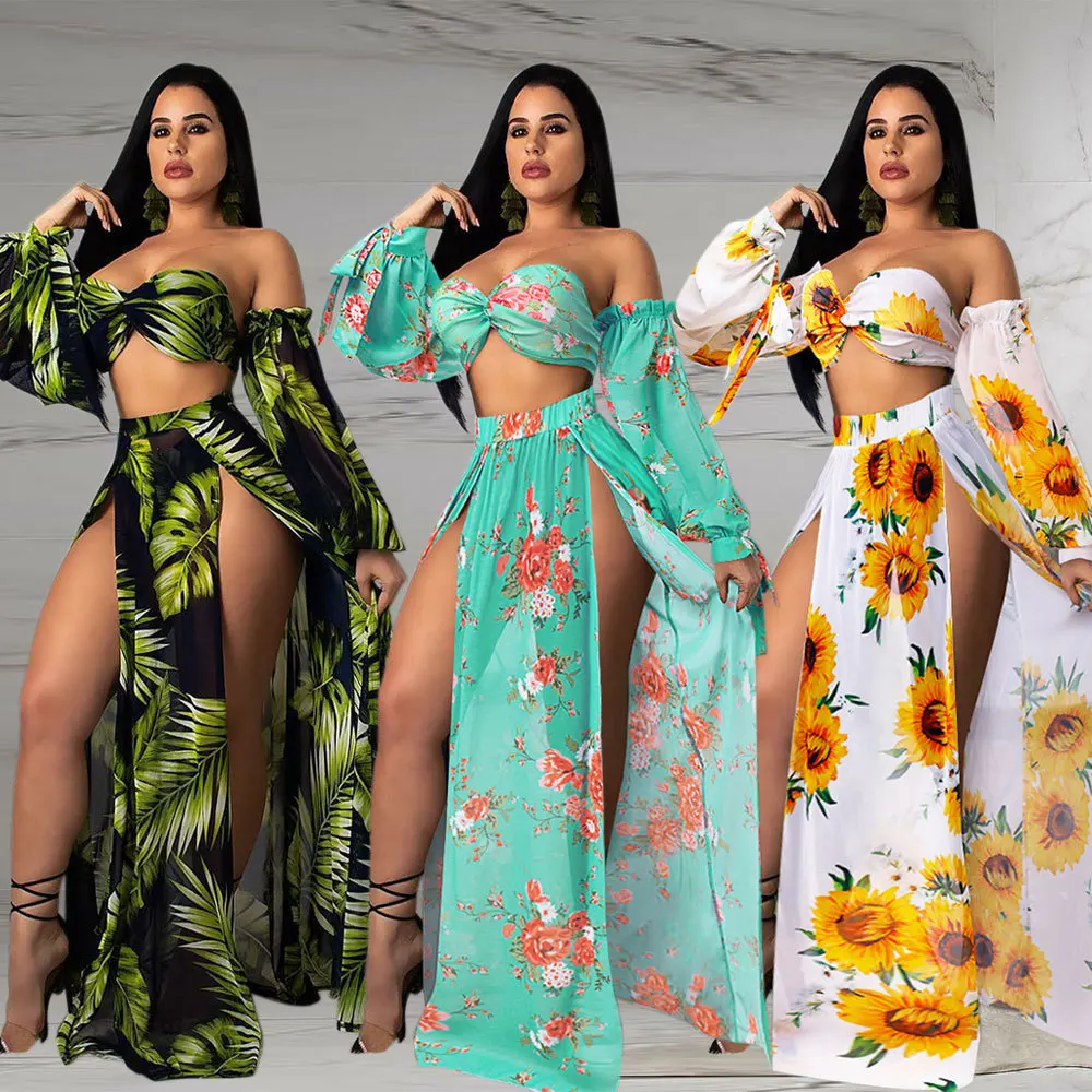 Женский пикантный топ с цветочным принтом без бретелек и трусики спортивный