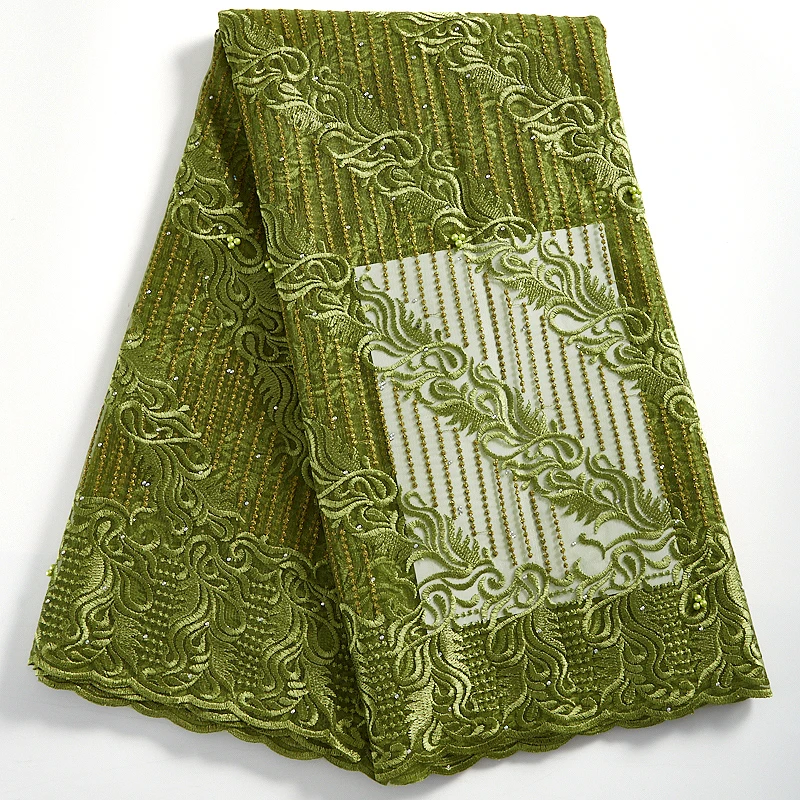 

Zhenguiru New Arrival African Lace Fabric Bright Diamond French Lace Fabric Embroidered Nigerian Fabric For Women Wedding A2299