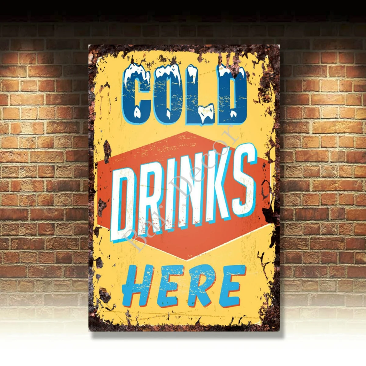 

Retro Metal Tin Signs Cold Drinks Here Vintage Hanging Bar Art Wall Decor Poster