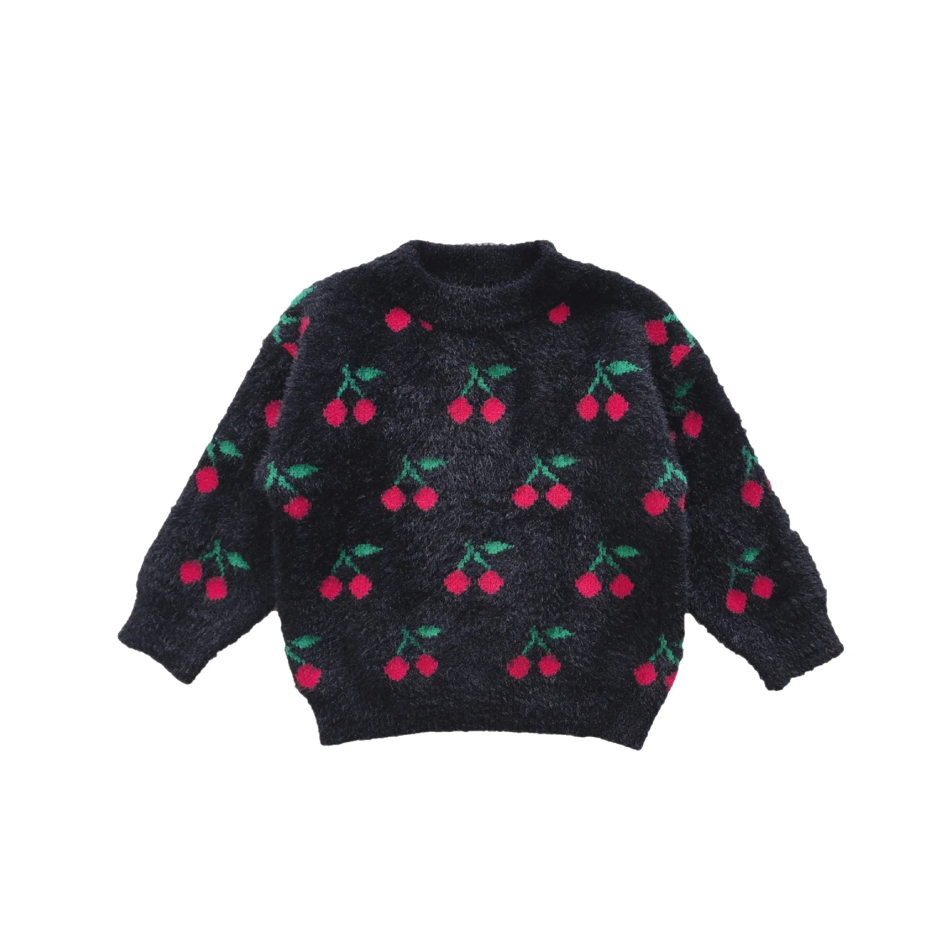 

Retro Cherry Knitting Kids Sweaters Spring Winter Baby Boys Girls Warm Tops Bottoming Children Clothes High Quality