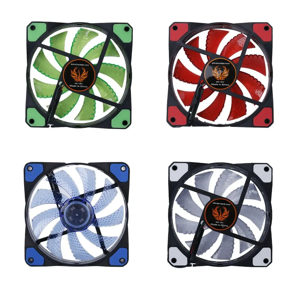 

3/4 Pin 120mm Computer Case Fan Silent 15 LEDs Fan CPU Cooling RGB Quiet PC Cooler Fan Case Fans 12V DC Adjust Fan Speed