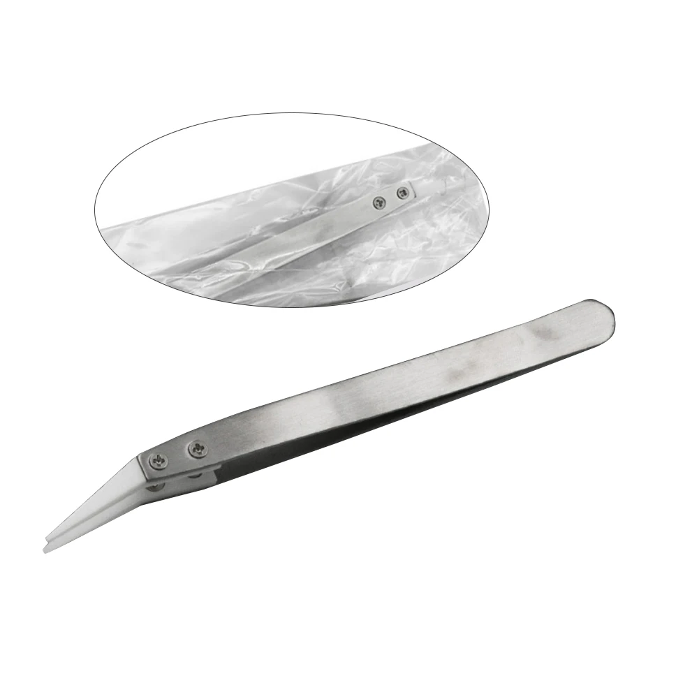 

Precision Stainless Steel Ceramic Tweezers Industrial Electronics Anti-static Curved Straight Forceps Hand Repair Tools