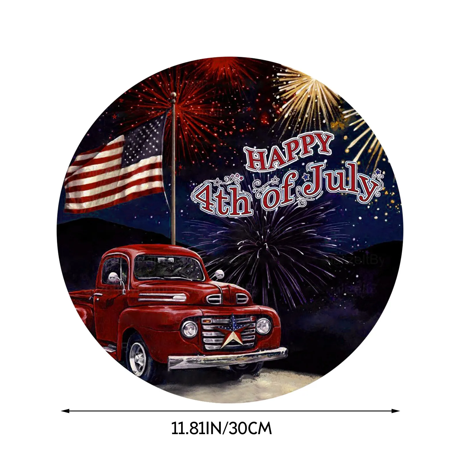 

40# Patriotic Wreath Vintage Sign Wooden Sign Decor Pendants Independence Day Yard Garden Decor Hanging Holiday Deco Ornament