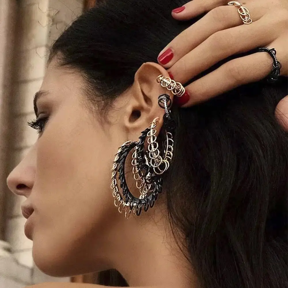 Крупные серьги клипсы для ушей 1 шт. рок драк серый большой шип заклепки одинарные