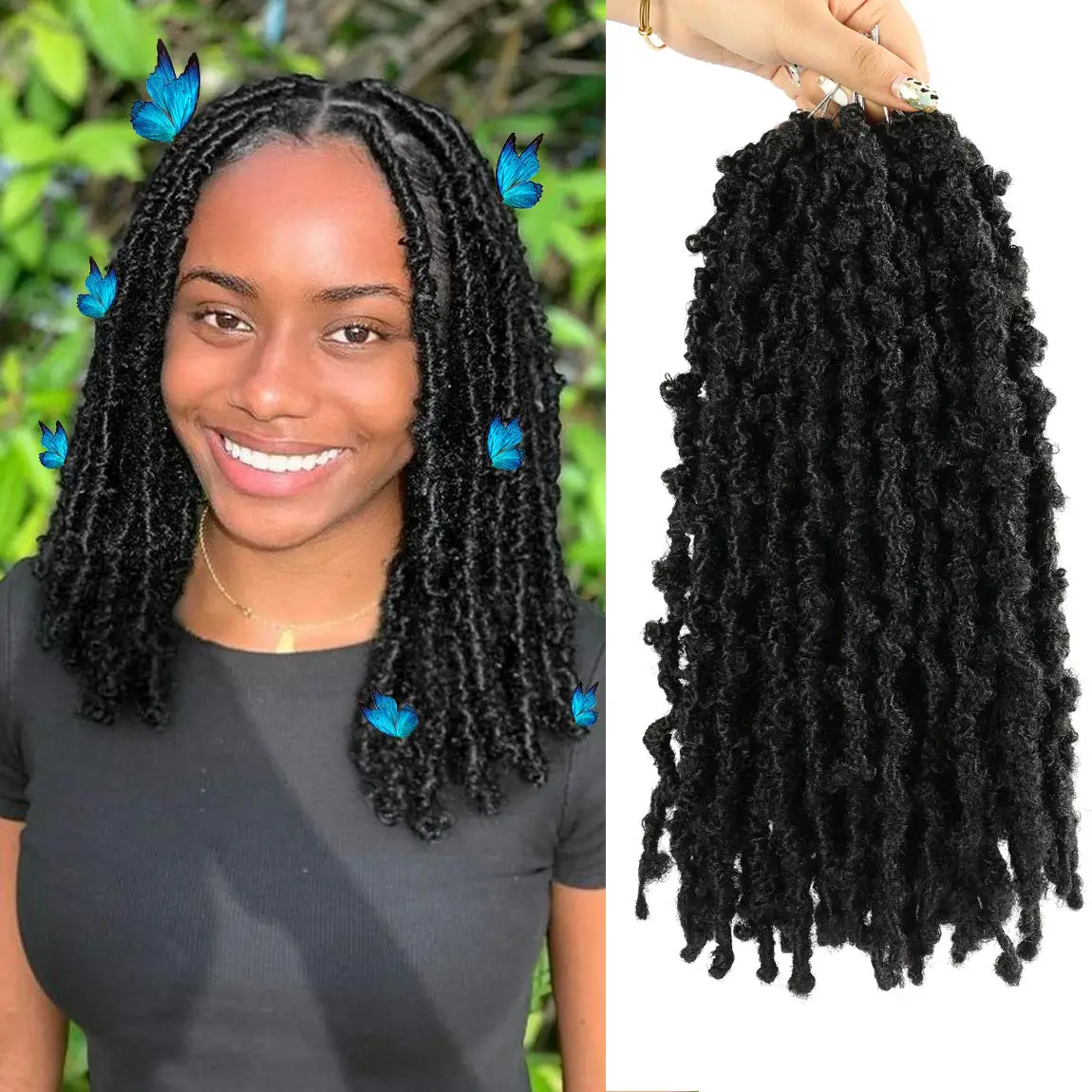 

Svolna Butterfly Locs Crochet Hair Synthetic Faux Locs dreadlocks Braids Hair Pre Looped Distressed Passion Twist Crochet Braids