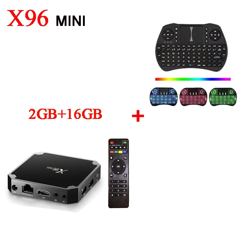 X96 мини-приставка Android 7,1 коробка Android Amlogic S905W четырехъядерный ARM Cortex A53 2GHz WIFI2.4G HDMI2.0 4K медиаплеер - Цвет: 2GB 16GB A8 Backlit