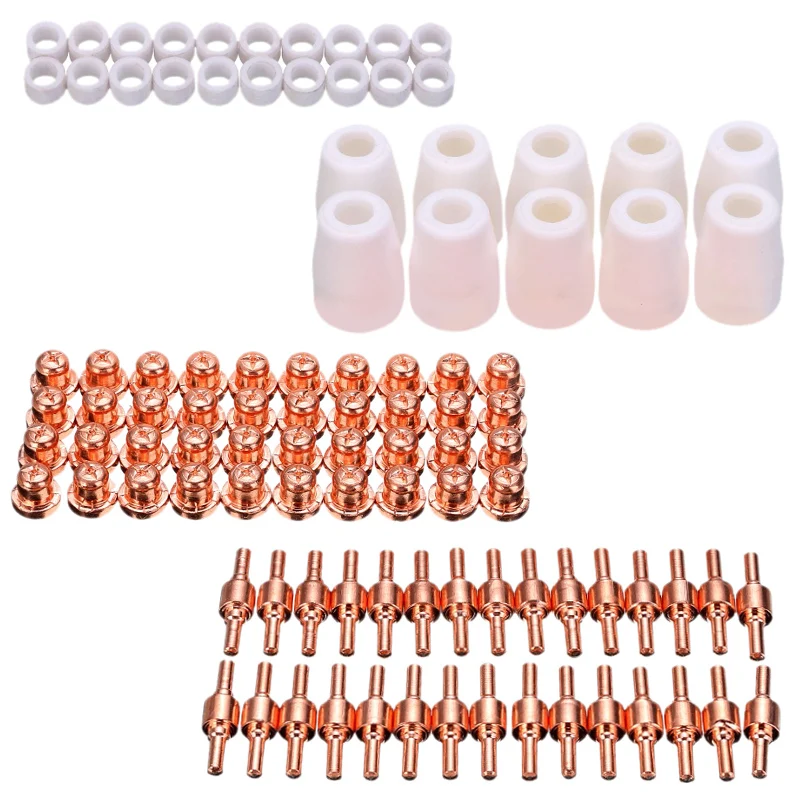 

100Pcs PT-31 LG-40 Air Plasma Cutter Cutting Machine Nozzles Electrode Tip Torch Consumable Kits 40A Suitable LGK-40 CUT-40