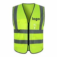 2021new custom logo reflective safety vest bright neon color with 2 inch reflective strip orange trim zipper