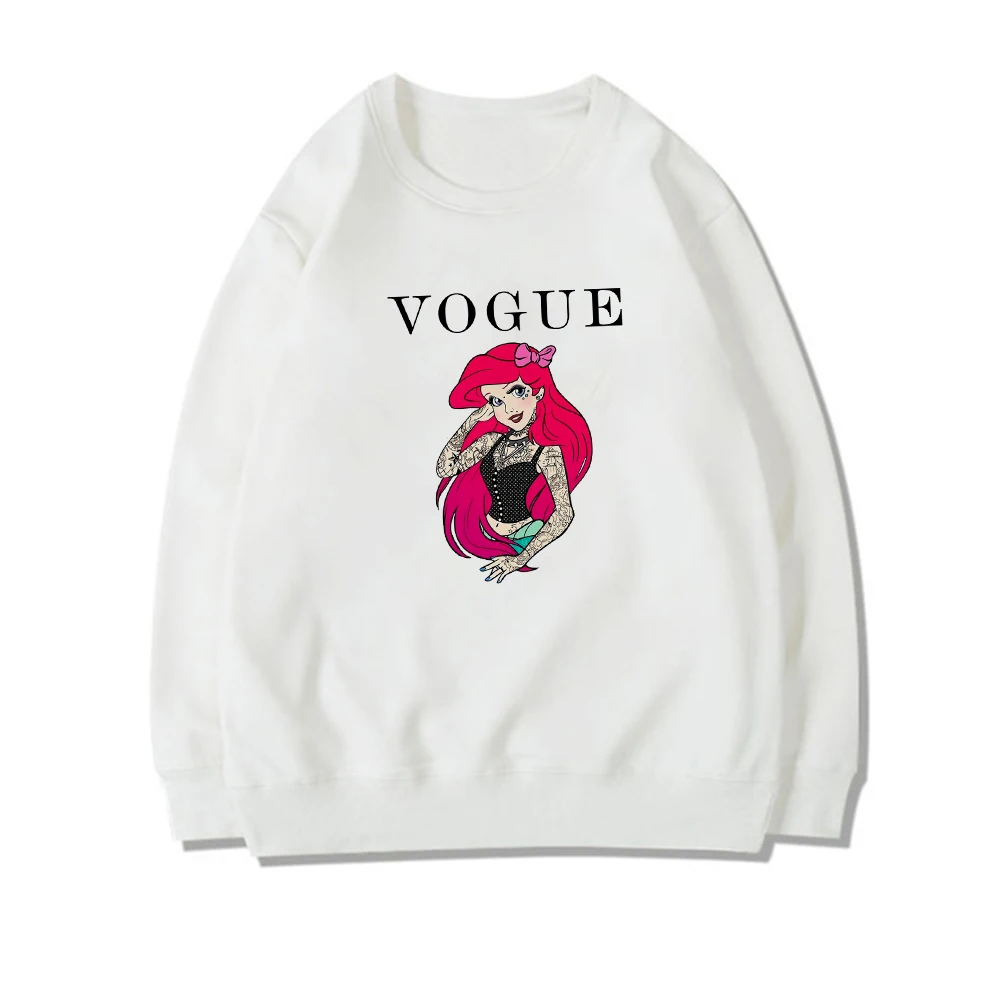

Disney VOGUE Series Fashion Womens Hoodies Belle Elegant Ariel Funny The Little Mermaid Princess Printed Summer Sweatshirt