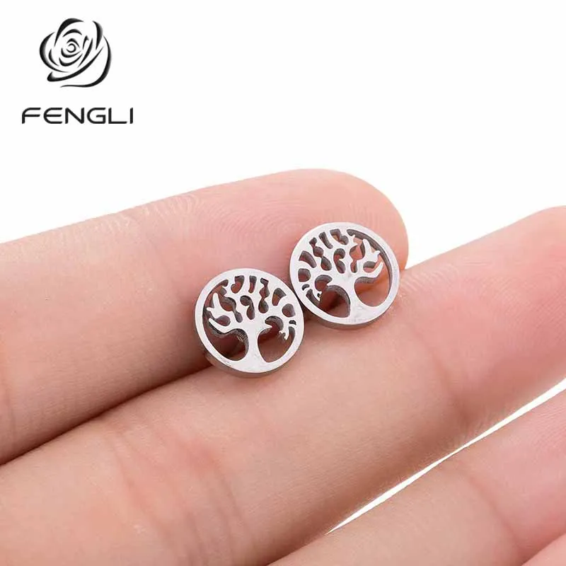 FENGLI из нержавеющей стали серьги с Микки Маусом гвоздики дерево для женщин детей