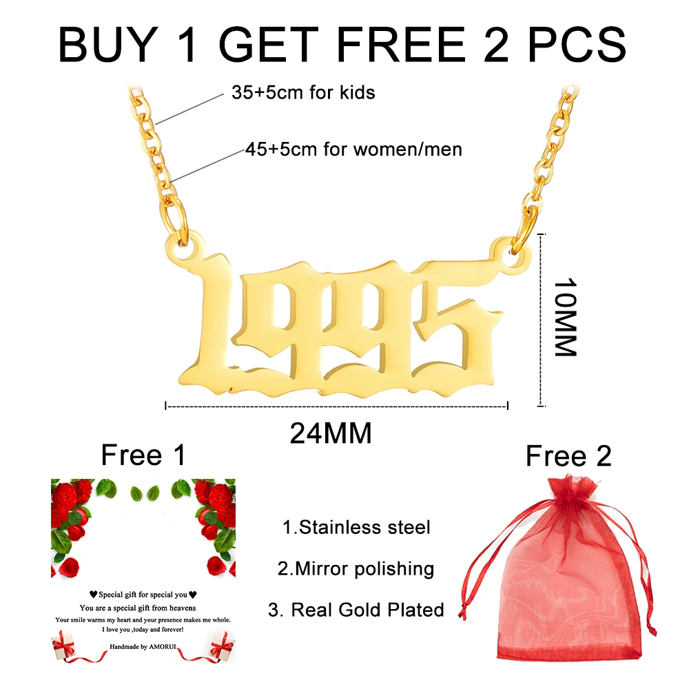 Индивидуальное ожерелье Женские Ювелирные изделия с указанием даты года 1994 1995 1996