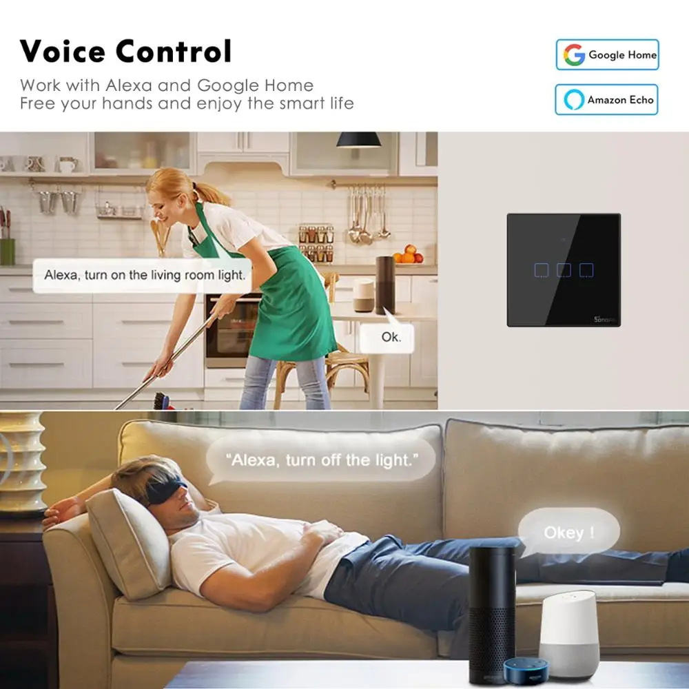 Sonoff T3 ЕС умный Wifi переключатель сенсорный/433 RF/Ewelink приложение дистанционное