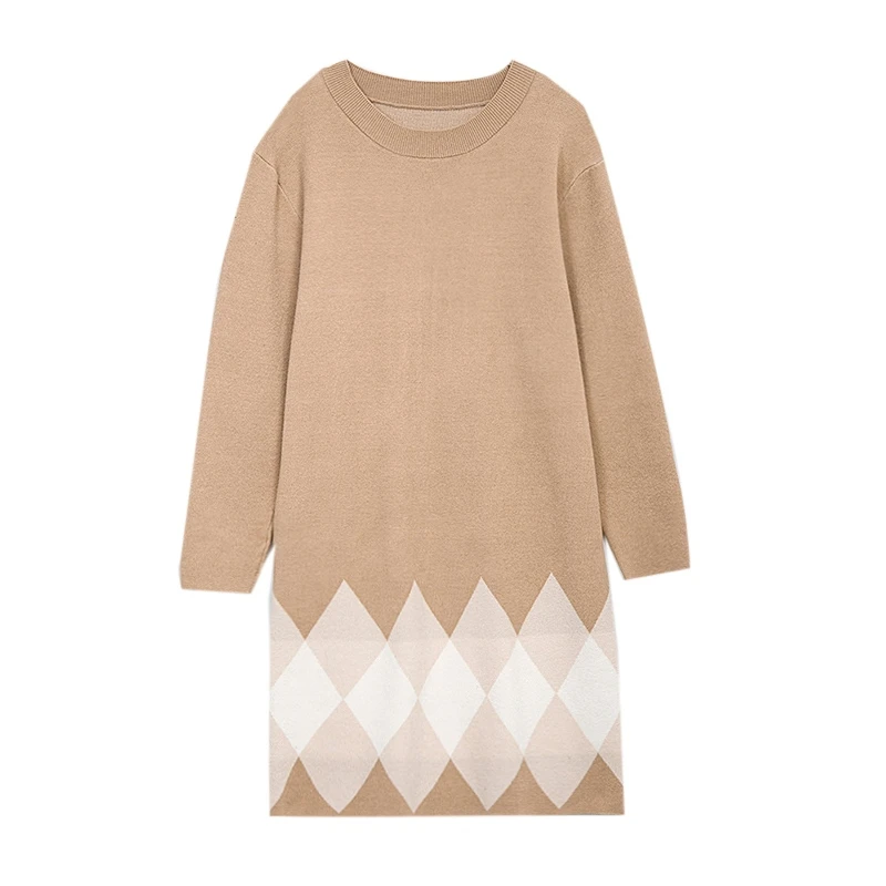 Свободное лоскутное цветное платье большого размера 2020 Осень Зима длинное