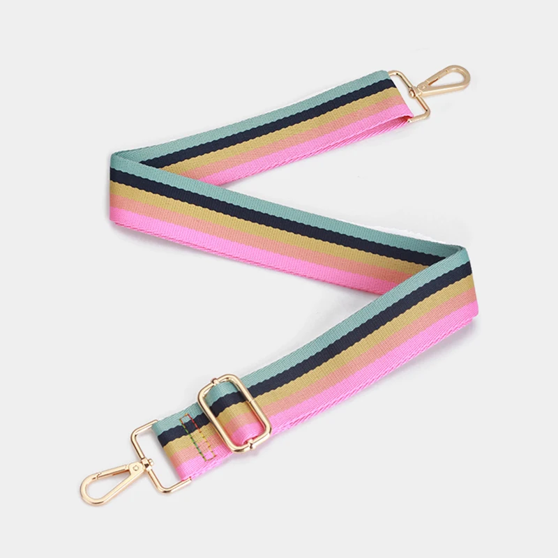 Ellovado Rainbow Colored Adjustable Obag Straps Nylon Belt Bag Strap Handbag Shoulder Bag Accessories for Women Handle Ornament