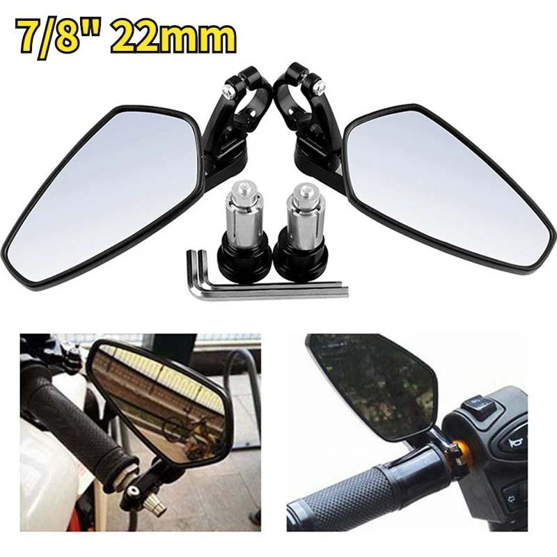 

1 Pair 7/8" 22mm Universal Motorcycle Aluminum Rear View Black Handle Bar End Rearview Mirrors For Yamaha Motorcycle Accessories